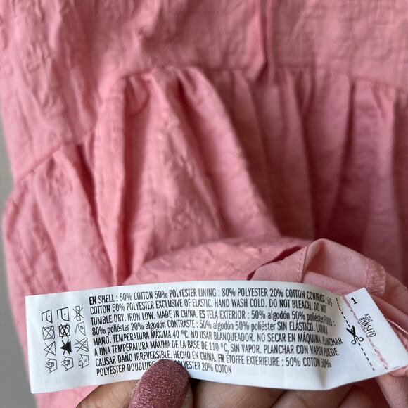 NEW English Factory Dress Pink Penelope Puff Sleeve‎ Drop Waist Mini Dress Sz XS - Picture 9 of 9